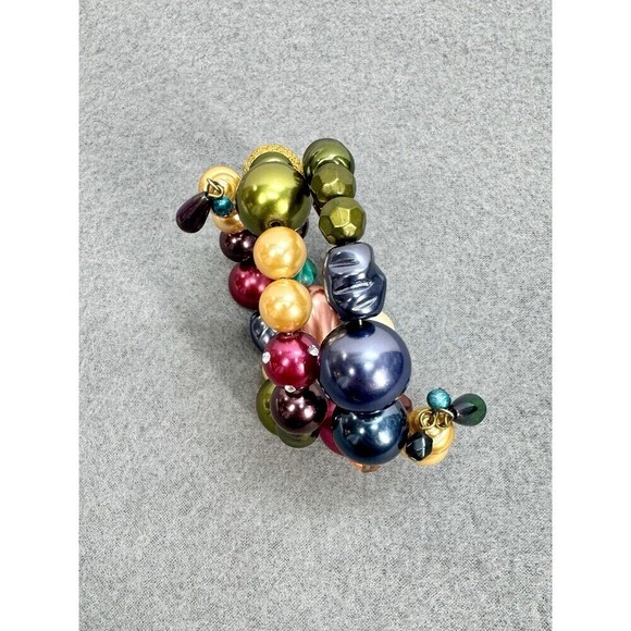Chicos Stretch Gemstone Bracelet 3 Layers Beaded Bauble Multicolor Chunky Beads - Picture 7 of 8